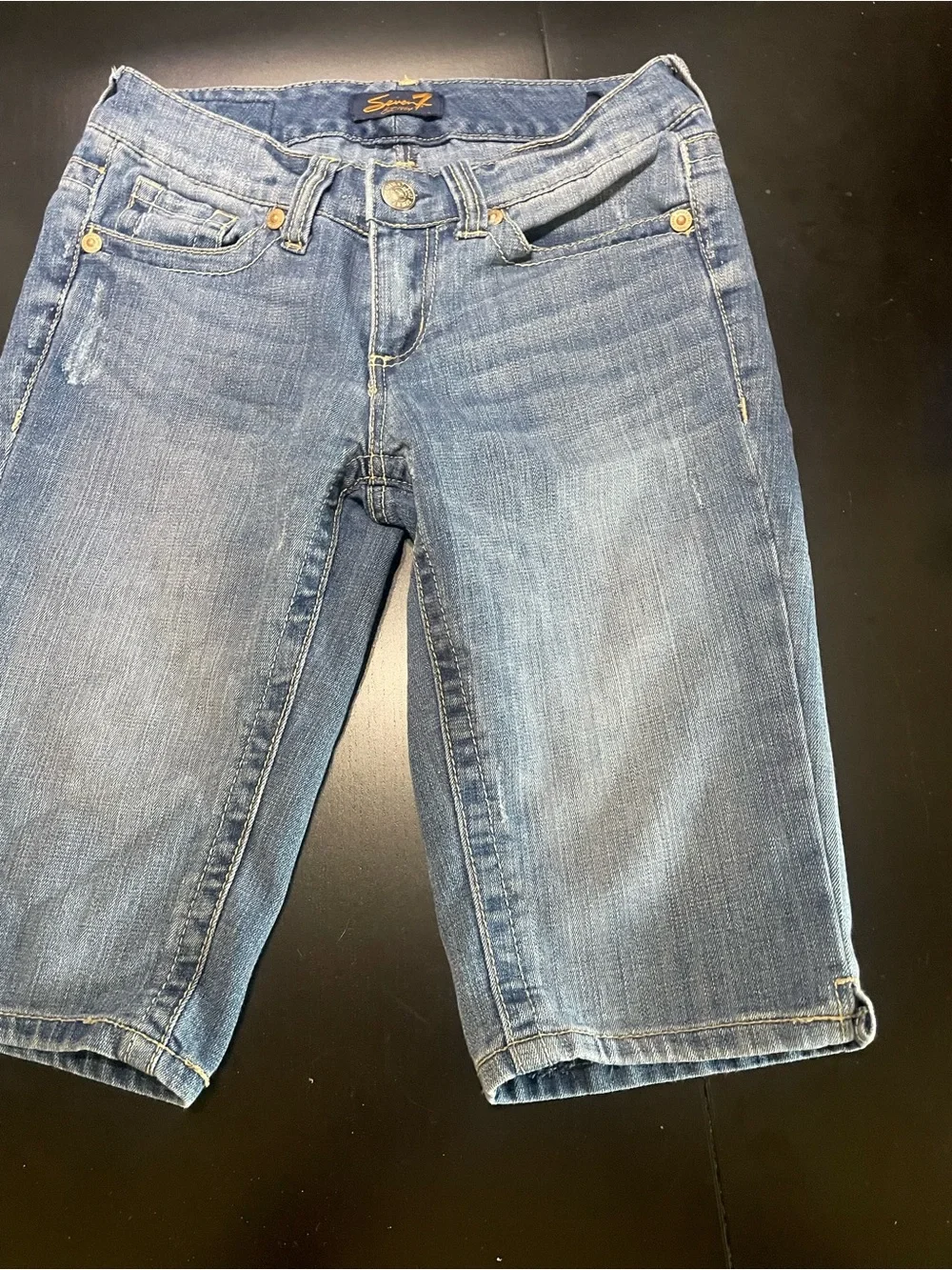 Seven7 Denim Bermuda Shorts light Blue Wash ladies jean long sz 2